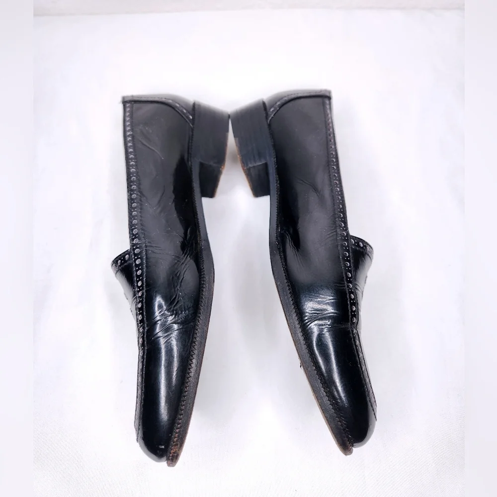 Chanel Black Calfskin Patent Leather Loafers Flats Italy CC Logo EU 37.5 - US 7 - Picture 14 of 15